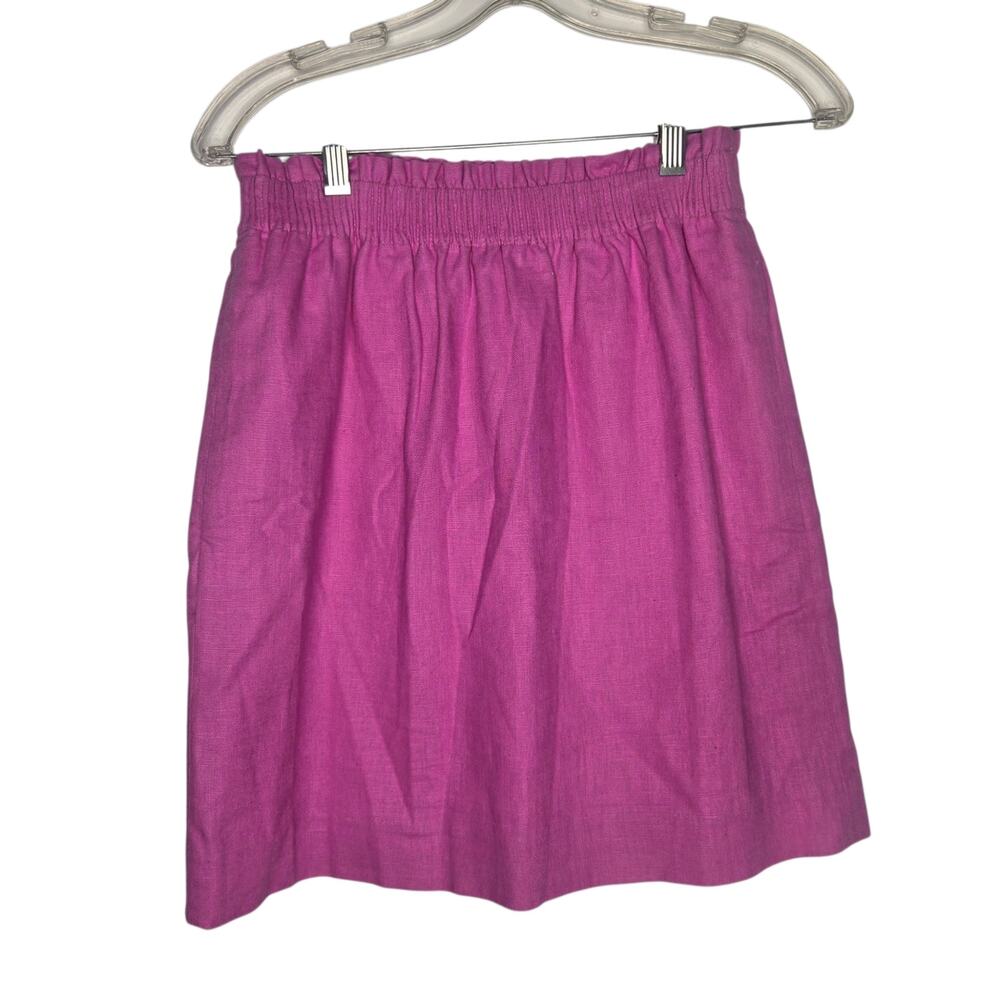 J Crew Factory Womens Linen Blend Skirt Elastic Waist Casual Classic Summer 0 - Picture 2 of 9